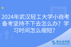 2024年武漢輕工大學(xué)小自考備考堅持不下去怎么辦？學(xué)習(xí)時間怎么縮短？