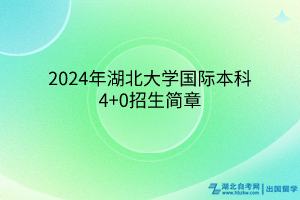 2024年湖北大學國際本科4+0招生簡章