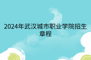 2024年武漢城市職業(yè)學院招生章程