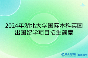 2024年湖北大學(xué)國際本科英國出國留學(xué)項(xiàng)目招生簡(jiǎn)章