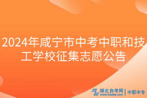 2024年咸寧市中考中職和技工學(xué)校征集志愿公告