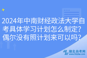 2024年中南財經(jīng)政法大學(xué)自考具體學(xué)習(xí)計劃怎么制定？偶爾沒有照計劃來可以嗎？