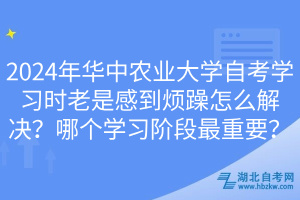 2024年華中農(nóng)業(yè)大學(xué)自考學(xué)習(xí)時(shí)老是感到煩躁怎么解決？哪個(gè)學(xué)習(xí)階段最重要？