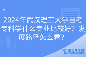 2024年武漢理工大學(xué)自考?？茖W(xué)什么專業(yè)比較好？發(fā)展路徑怎么看？