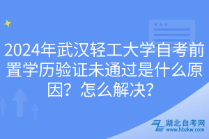 2024年武漢輕工大學自考前置學歷驗證未通過是什么原因？怎么解決？