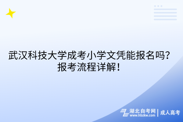 武漢科技大學(xué)成考小學(xué)文憑能報(bào)名嗎？報(bào)考流程詳解！