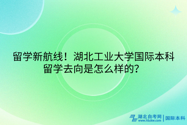 留學(xué)新航線！湖北工業(yè)大學(xué)國際本科留學(xué)去向是怎么樣的？