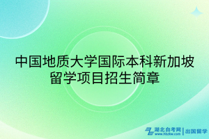 中國(guó)地質(zhì)大學(xué)國(guó)際本科新加坡留學(xué)項(xiàng)目招生簡(jiǎn)章