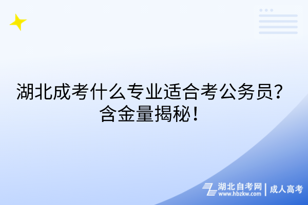 湖北成考什么專業(yè)適合考公務(wù)員？含金量揭秘！