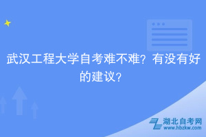 武漢工程大學(xué)自考難不難？有沒有好的建議？