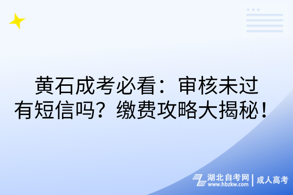 黃石成考必看：審核未過(guò)會(huì)收短信嗎？繳費(fèi)攻略大揭秘！