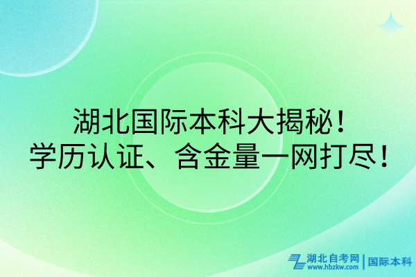 湖北國際本科大揭秘！學(xué)歷認(rèn)證、含金量一網(wǎng)打盡！