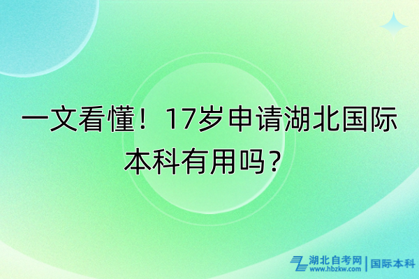 一文看懂！17歲申請湖北國際本科有用嗎？