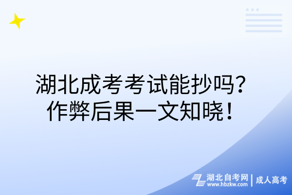 湖北成考考試能抄嗎？作弊后果一文知曉！