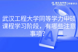 武漢工程大學同等學力申碩課程學習階段，有哪些注意事項？