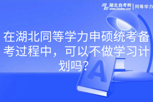 在湖北同等學(xué)力申碩統(tǒng)考備考過(guò)程中，可以不做學(xué)習(xí)計(jì)劃嗎？