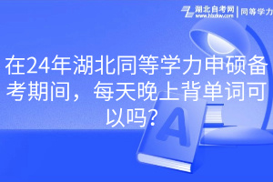 在24年湖北同等學(xué)力申碩備考期間，每天晚上背單詞可以嗎？