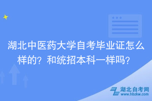 湖北中醫(yī)藥大學(xué)自考畢業(yè)證怎么樣的？和統(tǒng)招本科一樣嗎？