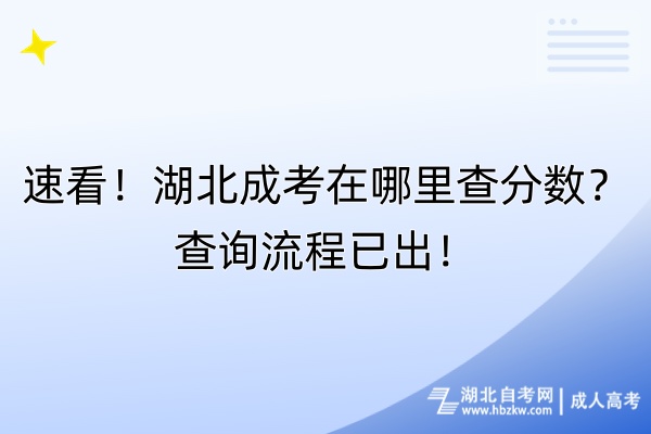 速看！湖北成考在哪里查分?jǐn)?shù)？查詢流程已出！