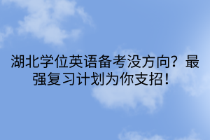 湖北學(xué)位英語備考沒方向？最強復(fù)習(xí)計劃為你支招！