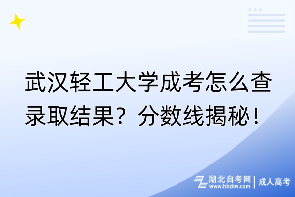 武漢輕工大學(xué)成考怎么查錄取結(jié)果？分?jǐn)?shù)線揭秘！