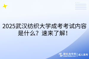 2025武漢紡織大學(xué)成考考試內(nèi)容是什么？速來了解！