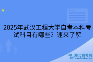 2025年武漢工程大學(xué)自考本科考試科目有哪些？速來了解