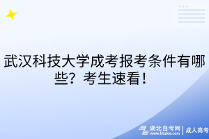 武漢科技大學(xué)成考報(bào)考條件有哪些？考生速看！