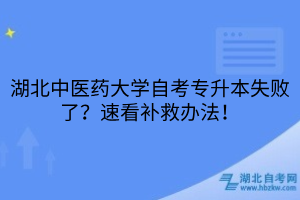 湖北中醫(yī)藥大學自考專升本失敗了？速看補救辦法！