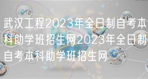 武漢工程2023年全日制自考本科助學班招生網(wǎng)2023年全日制自考本科助學班招生網(wǎng)