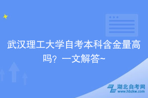 武漢理工大學(xué)自考本科含金量高嗎？一文解答~