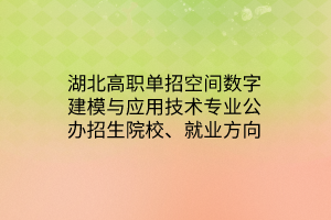 湖北高職單招空間數字建模與應用技術專業(yè)公辦招生院校、就業(yè)方向