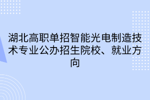 湖北高職單招智能光電制造技術(shù)專業(yè)公辦招生院校、就業(yè)方向