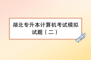 湖北專升本計算機考試模擬試題（二）