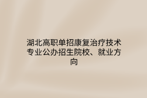 湖北高職單招康復(fù)治療技術(shù)專業(yè)公辦招生院校、就業(yè)方向