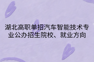 湖北高職單招汽車智能技術(shù)專業(yè)公辦招生院校、就業(yè)方向