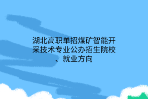 湖北高職單招煤礦智能開采技術(shù)專業(yè)公辦招生院校、就業(yè)方向