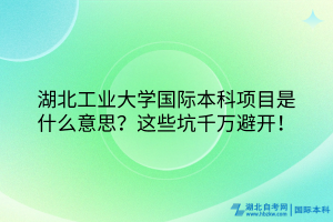 湖北工業(yè)大學(xué)國(guó)際本科項(xiàng)目是什么意思？這些坑千萬(wàn)避開！