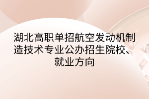 湖北高職單招航空發(fā)動機制造技術專業(yè)公辦招生院校、就業(yè)方向