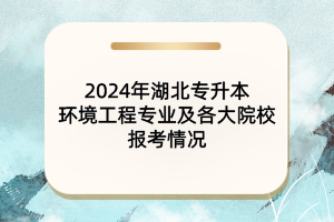 2024年湖北專升本環(huán)境工程專業(yè)及院校報(bào)考情況