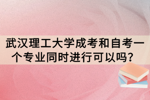 武漢理工大學(xué)成考和自考一個(gè)專業(yè)同時(shí)進(jìn)行可以嗎？