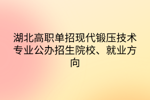 湖北高職單招現(xiàn)代鍛壓技術(shù)專業(yè)公辦招生院校、就業(yè)方向