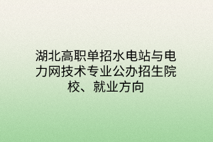 湖北高職單招水電站與電力網(wǎng)技術(shù)專業(yè)公辦招生院校、就業(yè)方向