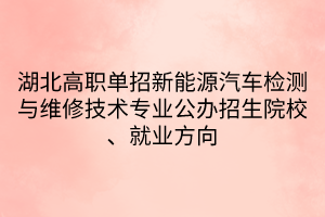 湖北高職單招新能源汽車檢測與維修技術專業(yè)公辦招生院校、就業(yè)方向