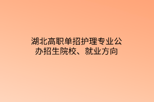 湖北高職單招護(hù)理專業(yè)公辦招生院校、就業(yè)方向