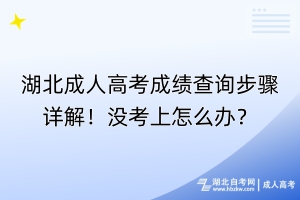 湖北成人高考成績查詢步驟詳解！沒考上怎么辦？