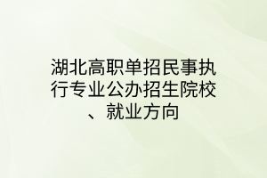 湖北高職單招民事執(zhí)行專業(yè)公辦招生院校、就業(yè)方向