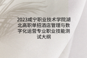 2023咸寧職業(yè)技術(shù)學(xué)院湖北高職單招酒店管理與數(shù)字化運(yùn)營(yíng)專業(yè)職業(yè)技能測(cè)試大綱