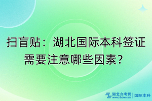 掃盲貼：湖北國(guó)際本科簽證需要注意哪些因素？