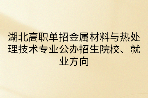 湖北高職單招金屬材料與熱處理技術(shù)專業(yè)公辦招生院校、就業(yè)方向